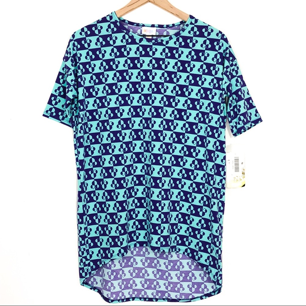 LuLaRoe Irma Teal Purple Disney Minnie Mouse Tunic